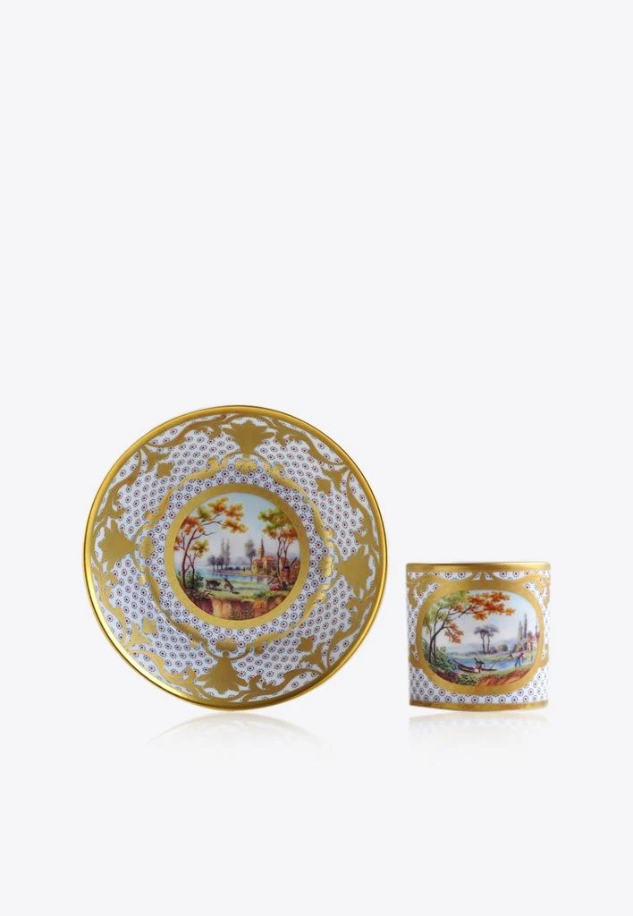 商品Ancienne M.Royale|Paysages a La Barque Porcelain Litron Cup and Saucer - Set of 2,价格¥4389,第1张图片