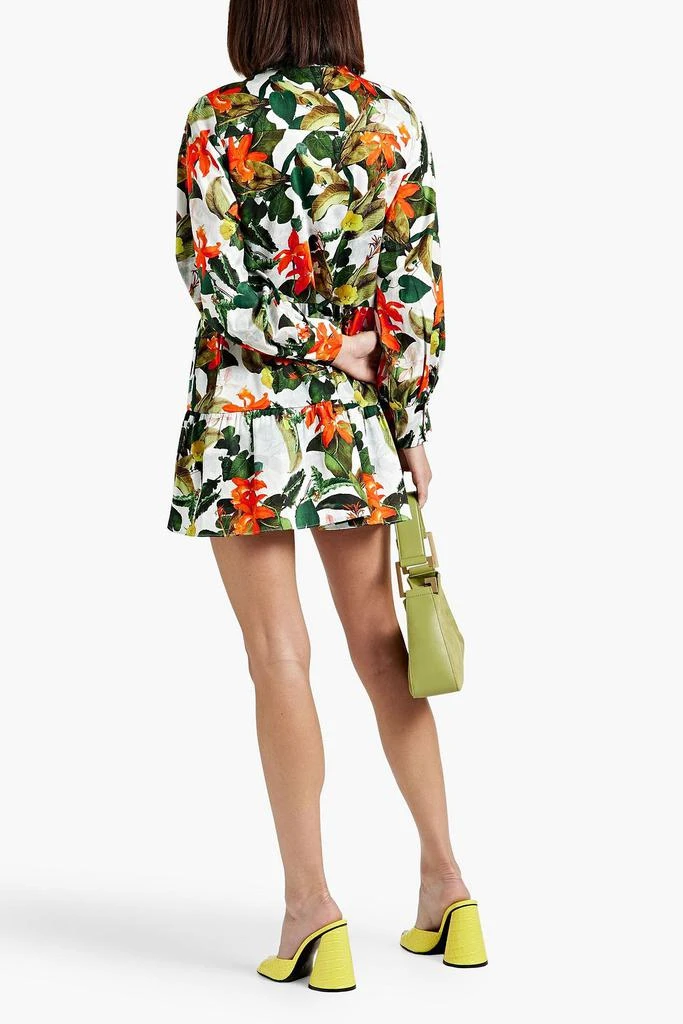 商品Alice + Olivia|Gathered floral-print cotton-blend poplin mini dress,价格¥1640,第3张图片详细描述