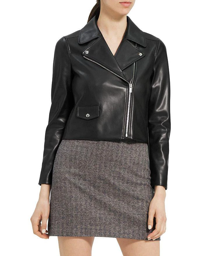 商品Theory|Cropped Faux Leather Moto Jacket,价格¥2173,第1张图片