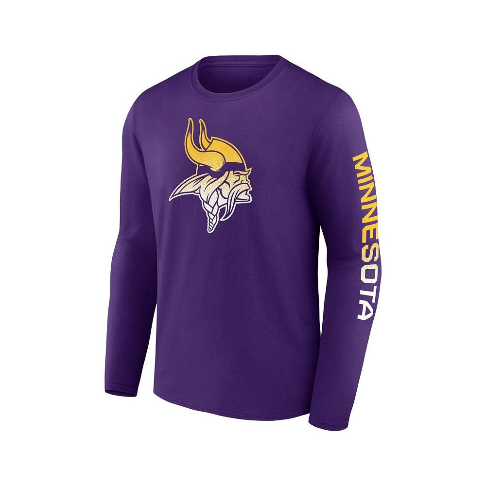 Men's Fanatics Branded Heathered Gray/Heathered Purple Minnesota Vikings  Weekend Casual Tri-Blend Raglan Long Sleeve T-Shirt