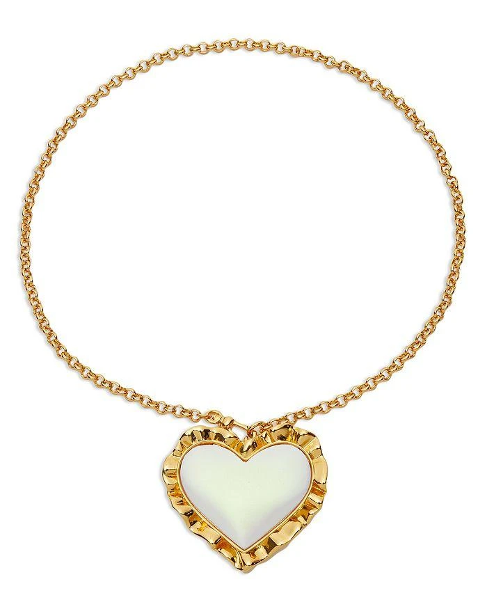 商品Lele Sadoughi|Heart Ruffle Pendant Necklace in 14K Gold Plated, 16"   ,价格¥927,第1张图片