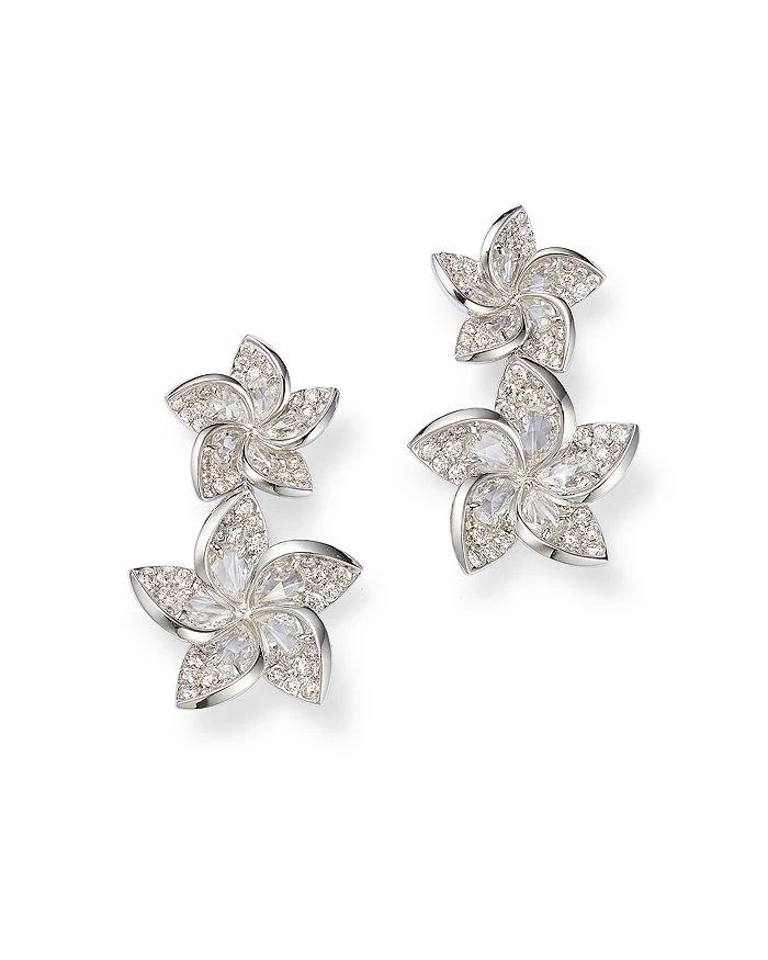 商品HARAKH|Colorless Diamond Frangipani Flower Drop Earrings in 18K White Gold, 1.50 ct. t.w. - 150th Anniversary Exclusive,价格¥66963,第3张图片详细描述