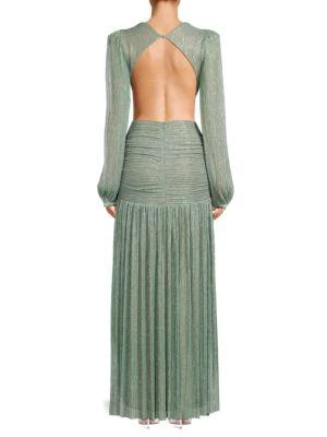 商品PatBO|Metallic Plunge Cutout Gown,价格¥2854,第2张图片详细描述
