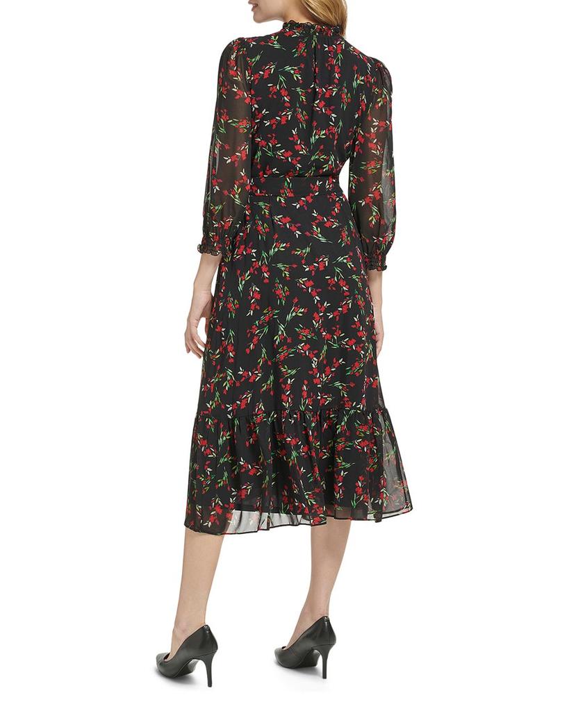 Floral Chiffon Midi Dress商品第2张图片规格展示