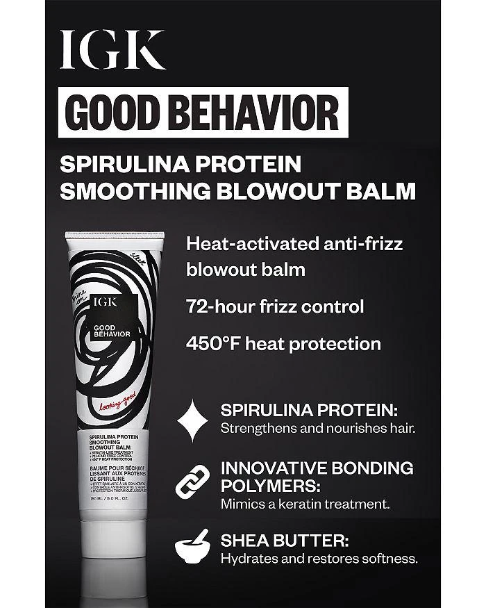 商品IGK Hair|Good Behavior Spirulina Protein Smoothing Blowout Balm 5 oz.,价格¥255,第3张图片详细描述