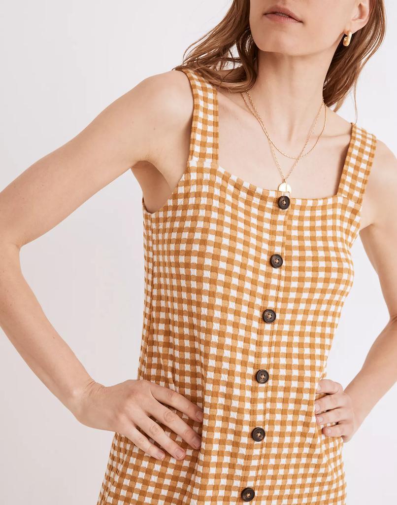 商品Madewell|Jacquard Button-Front Mini Dress in Gingham Check,价格¥224,第6张图片详细描述