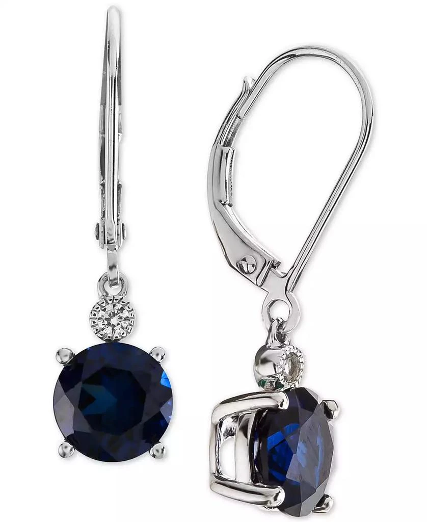 商品Macy's|Lab-Grown Sapphire (2-7/8 ct. t.w.) & White Sapphire Accent Drop Earrings in Sterling Silver (Also Available in Lab-Grown Ruby),价格¥285,第1张图片