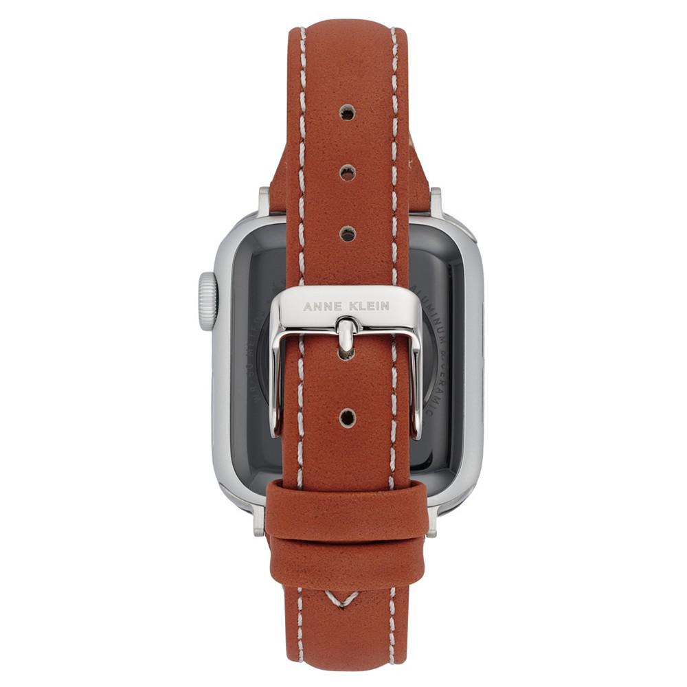 38/40/41mm Apple Watch Band in Brown Premium Leather With Silver Adaptors商品第3张图片规格展示