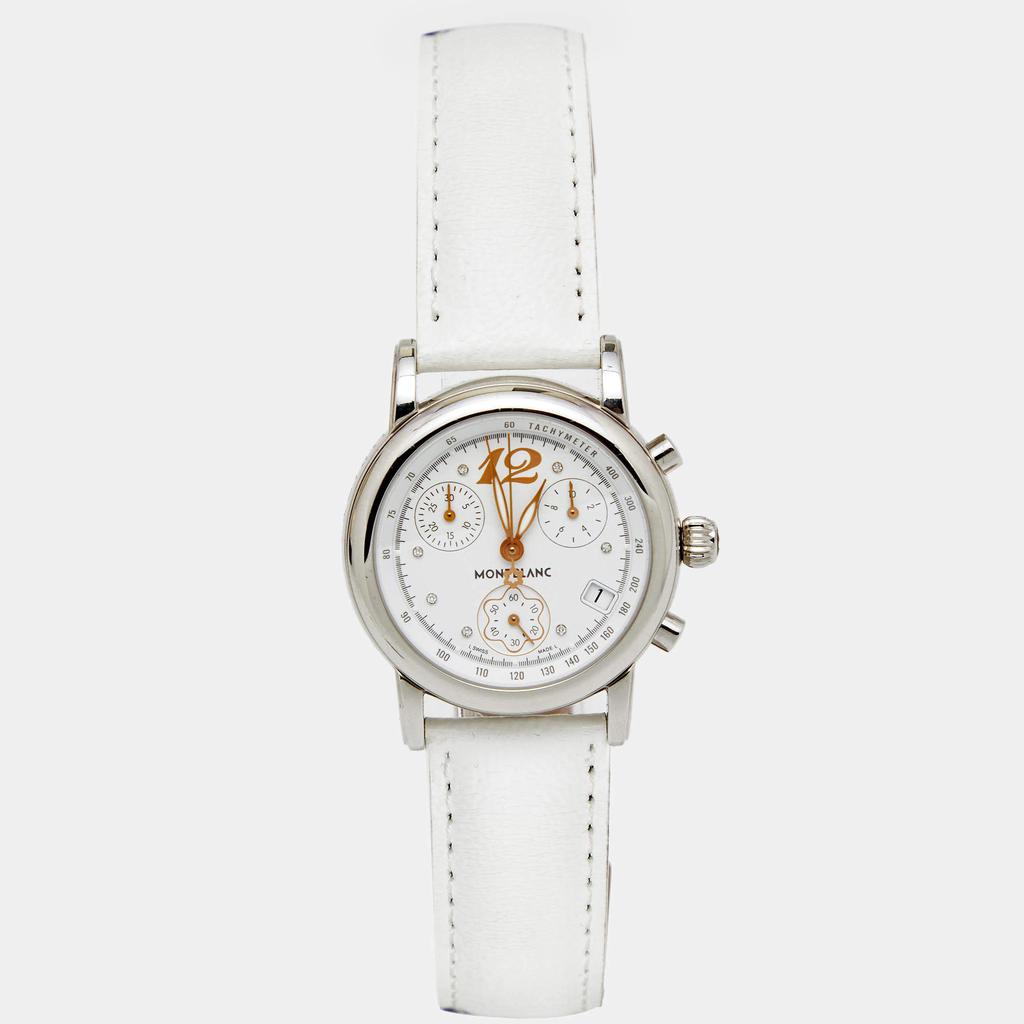 Montblanc White Stainless Steel Leather Mini Star 7039 Women's Wristwatch 32 mm商品第1张图片规格展示