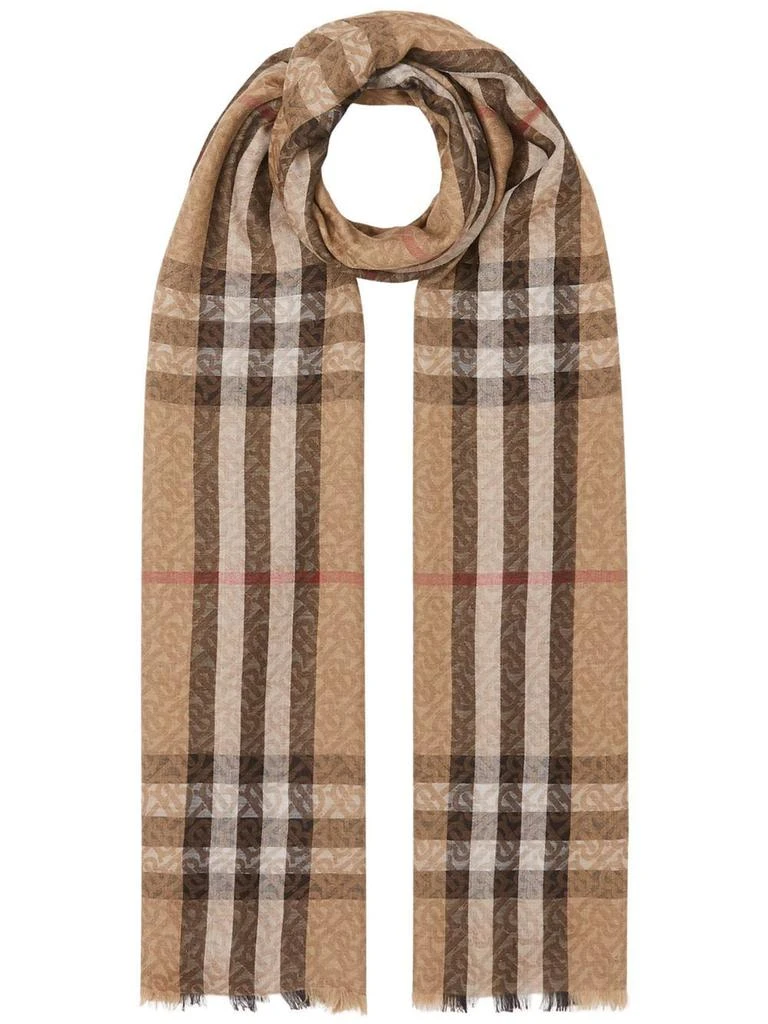 商品Burberry|BURBERRY - Check Motif Wool And Silk Blend Scarf,价格¥4176,第5张图片详细描述