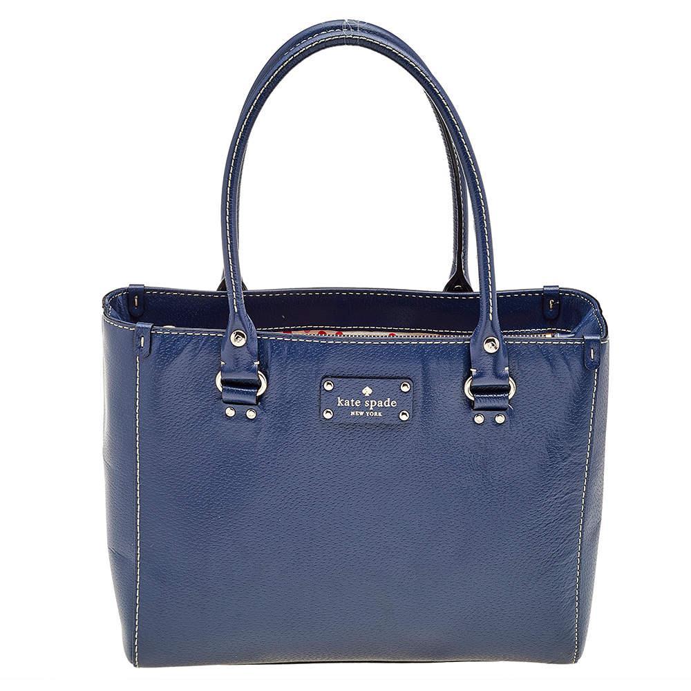 商品[二手商品] Kate Spade|Kate Spade Blue Leather Wellesley Quinn Tote,价格¥1495,第1张图片