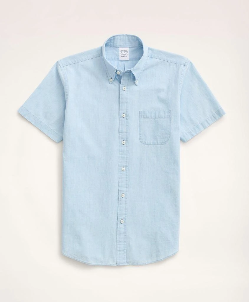 商品Brooks Brothers|Regent Regular-Fit Short-Sleeve Chambray Sport Shirt,价格¥331,第1张图片