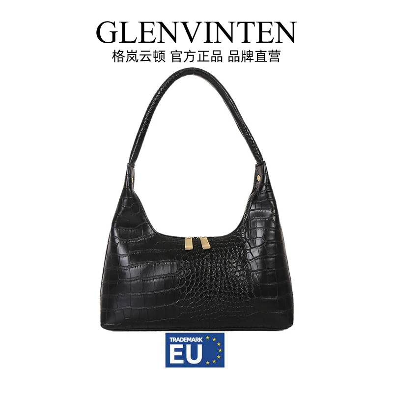 商品[国内直发] GLENVINTEN|格岚云顿腋下包女士包包2022秋季新款韩版时尚复古鳄鱼纹法棍包女式单肩包,价格¥362,第1张图片