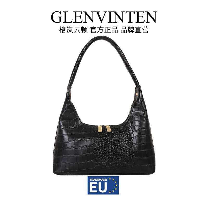 商品[国内直发] GLENVINTEN|格岚云顿腋下包女士包包2022秋季新款韩版时尚复古鳄鱼纹法棍包女式单肩包,价格¥129,第1张图片