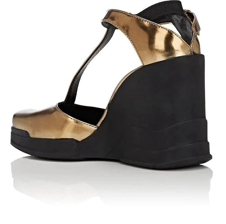 商品Prada|Specchio Leather Wedge Mary Janes,价格¥1206,第3张图片详细描述