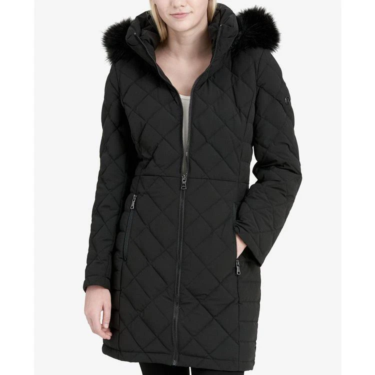 商品Calvin Klein|Faux-Fur-Trim Stretch Down Coat,价格¥1197,第3张图片详细描述