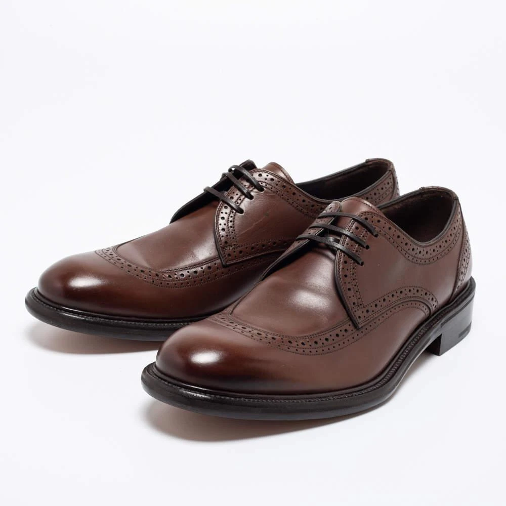 商品Salvatore Ferragamo|Salvatore Ferragamo Brown Leather Brogue Lace Up Derby Size 43,价格¥3945,第2张图片详细描述