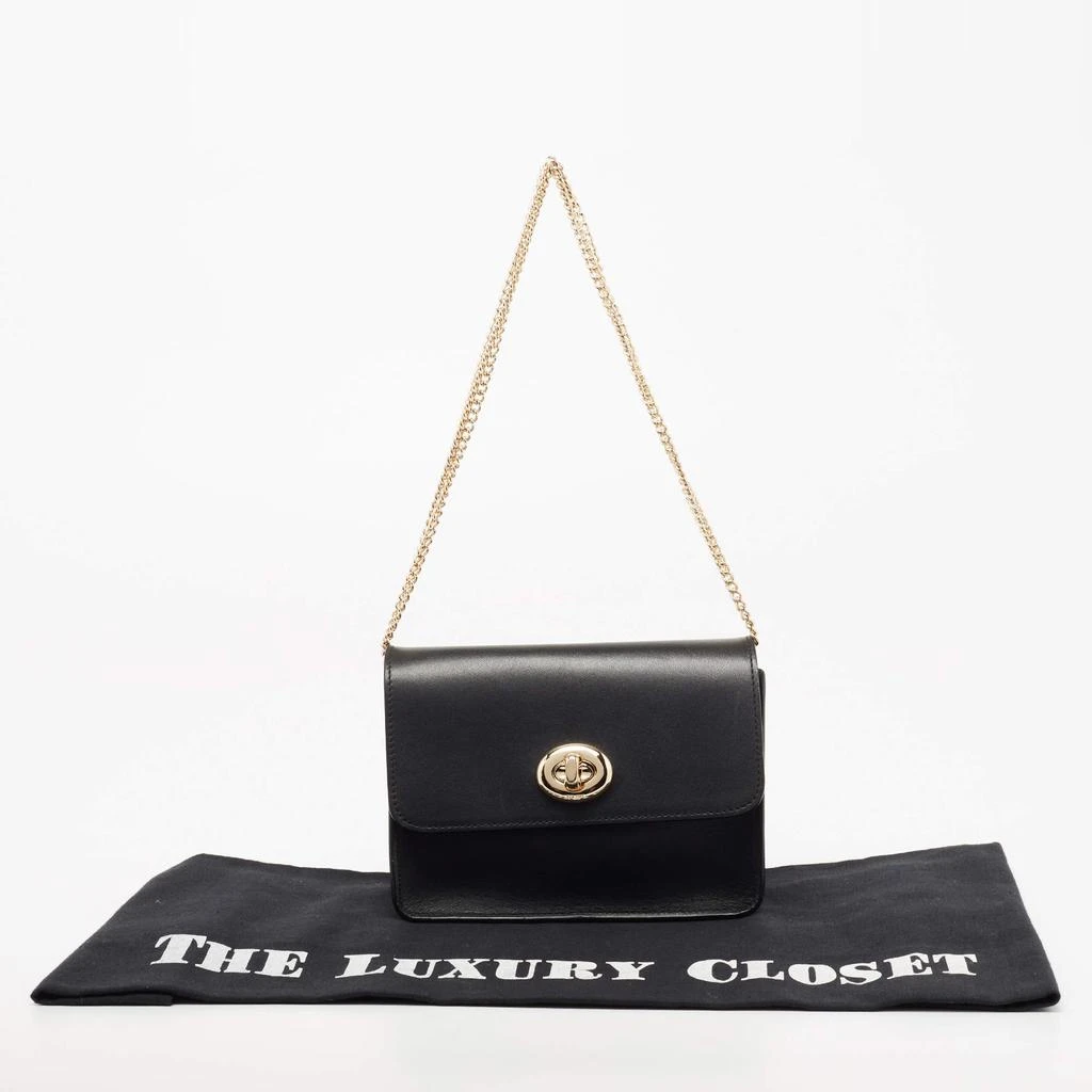 Coach Black Leather Turnlock Chain Crossbody Bag  商品