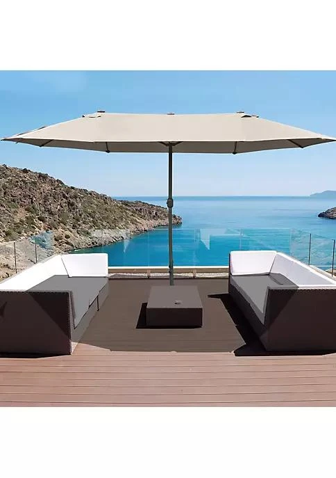 商品Outsunny|15 Steel Rectangular Outdoor Double Sided Market Patio Umbrella With Uv Sun Protection And Easy Crank Coffee,价格¥1552,第3张图片详细描述