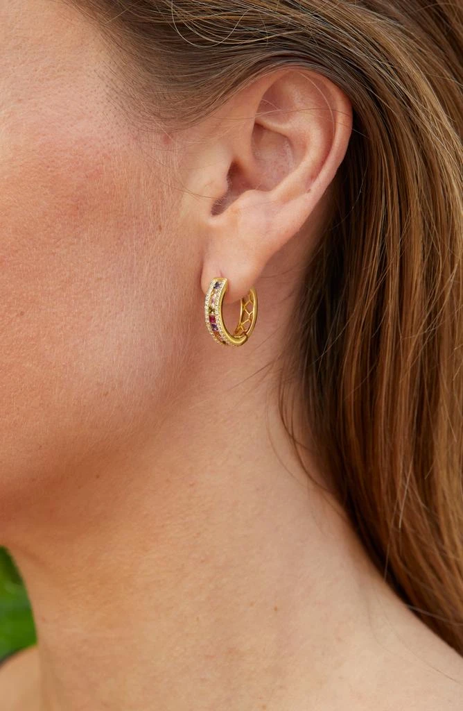 商品Savvy Cie Jewels|18K Gold Plated Sterling Silver Cubic Zirconia Hoop Earrings,价格¥409,第2张图片详细描述