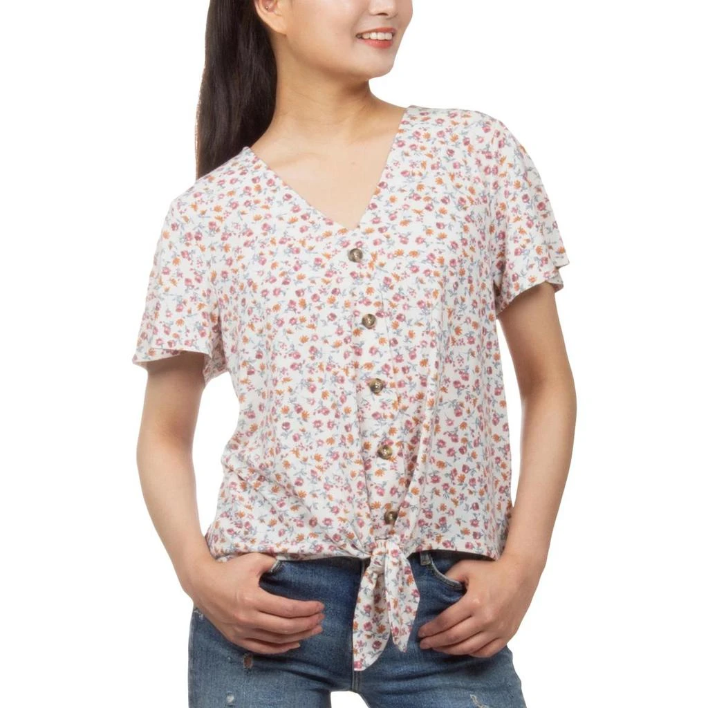 商品Hippie Rose|Hippie Rose Womens Floral V-Neck Top,价格¥70,第1张图片