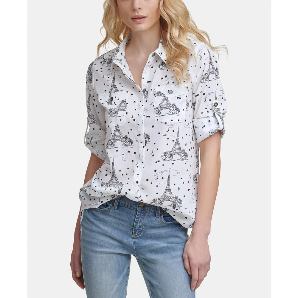 商品Karl Lagerfeld Paris|Women's Whimsical Button-Up Blouse,价格¥534,第1张图片