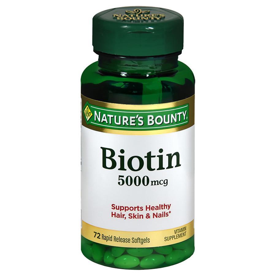 商品Nature's Bounty|Super Potency Biotin 5000 mcg Vitamin Supplement Rapid Release Liquid Softgels,价格¥130,第1张图片