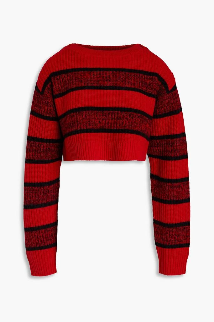 商品Re/Done|Cropped striped ribbed wool sweater,价格¥1495,第1张图片