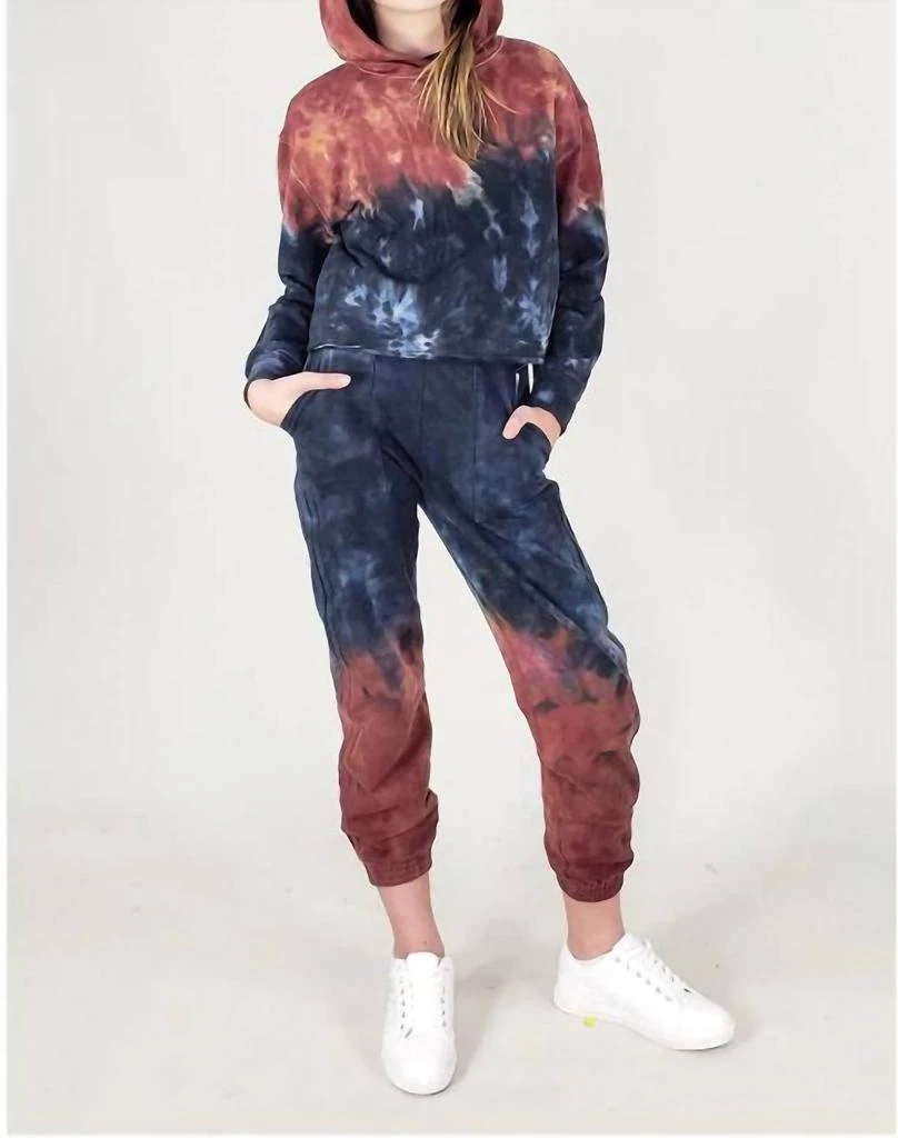 商品tractr|Girl Fiery Tie Dye Jogger In Rust/navy,价格¥250,第3张图片详细描述