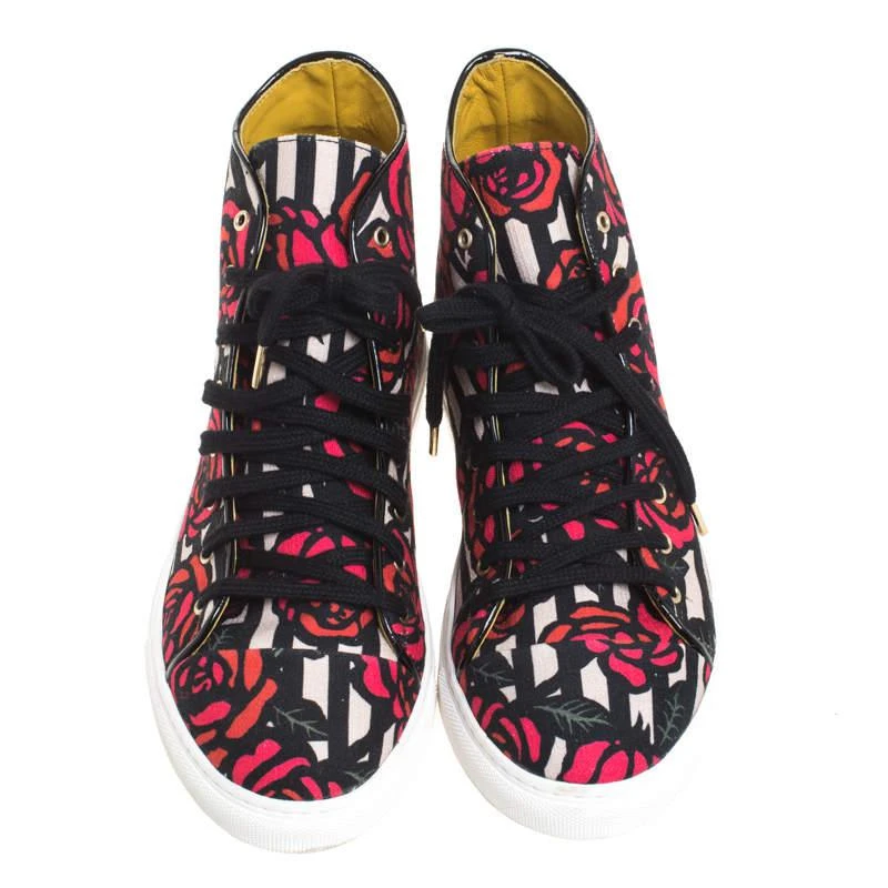 商品[二手商品] Charlotte Olympia|Charlotte Olympia Multicolor Rose Print Canvas High Top Sneakers Size 38.5,价格¥2003,第3张图片详细描述