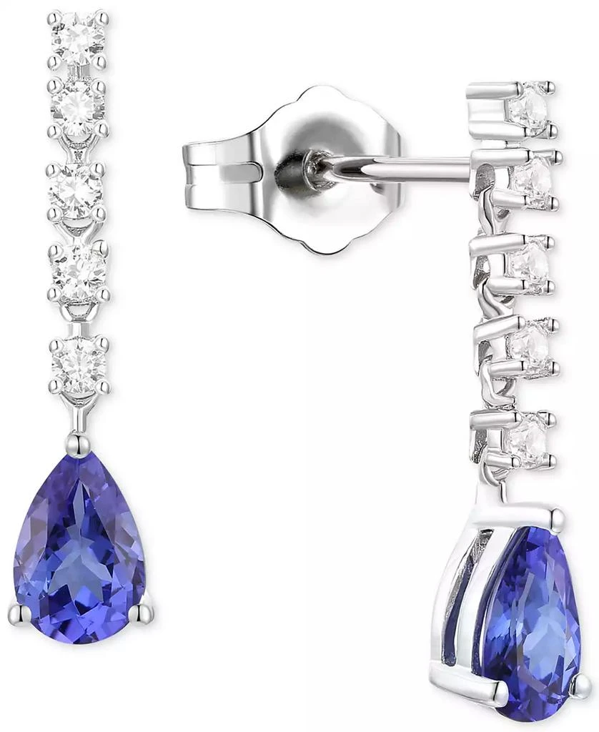 商品Macy's|Tanzanite (3/4 ct. t.w.) & Diamond (1/5 ct. t.w.) Chain Pear Drop Earrings in 14k White Gold,价格¥3592,第1张图片