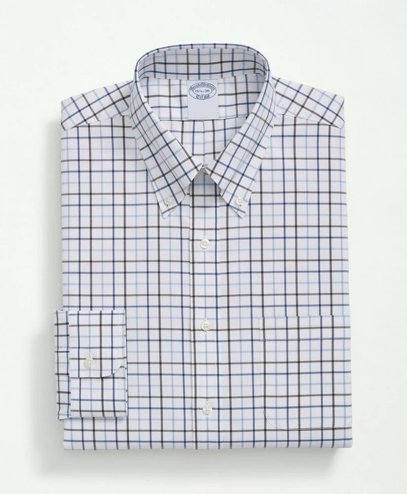 商品Brooks Brothers|Stretch Supima® Cotton Non-Iron Pinpoint Polo Button-Down Collar, Windowpane Dress Shirt,价格¥910,第4张图片详细描述