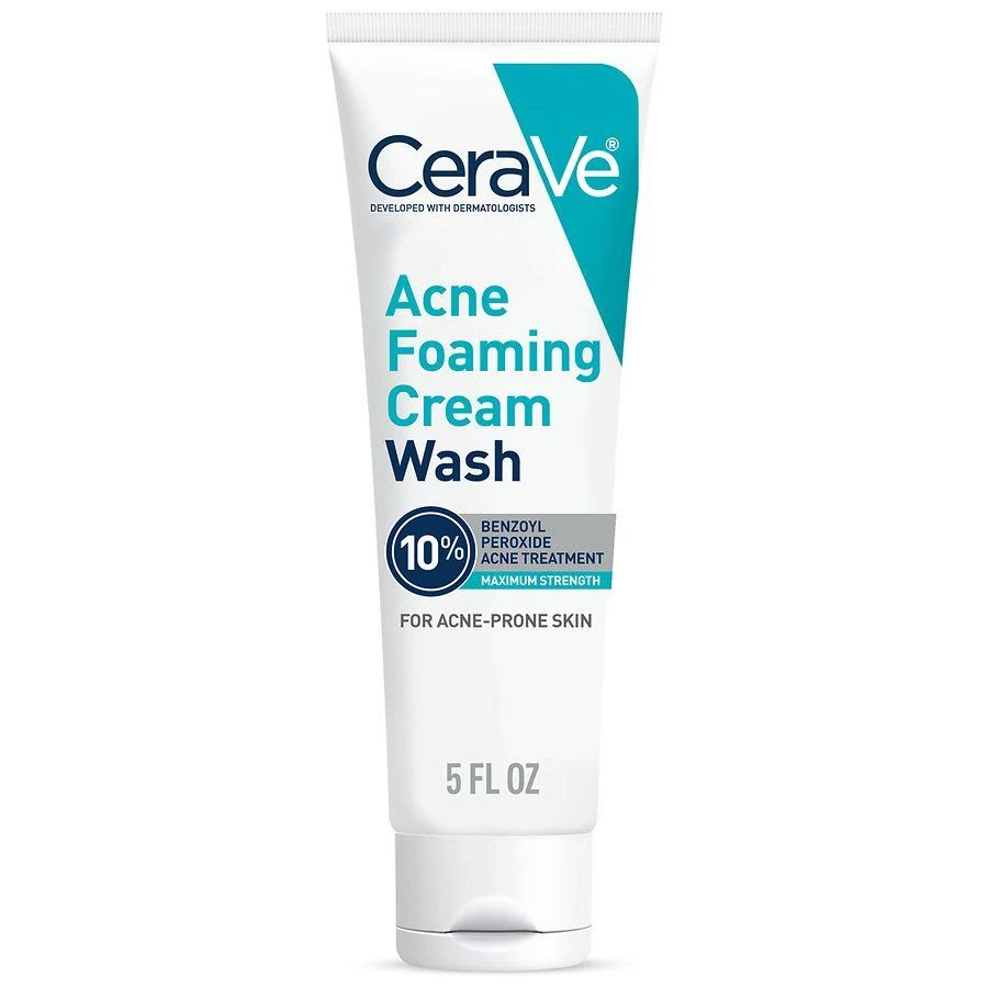 商品CeraVe|Acne Foaming Cream Wash with 10% Benzoyl Peroxide for Face and Body Fragrance Free,价格¥167,第1张图片