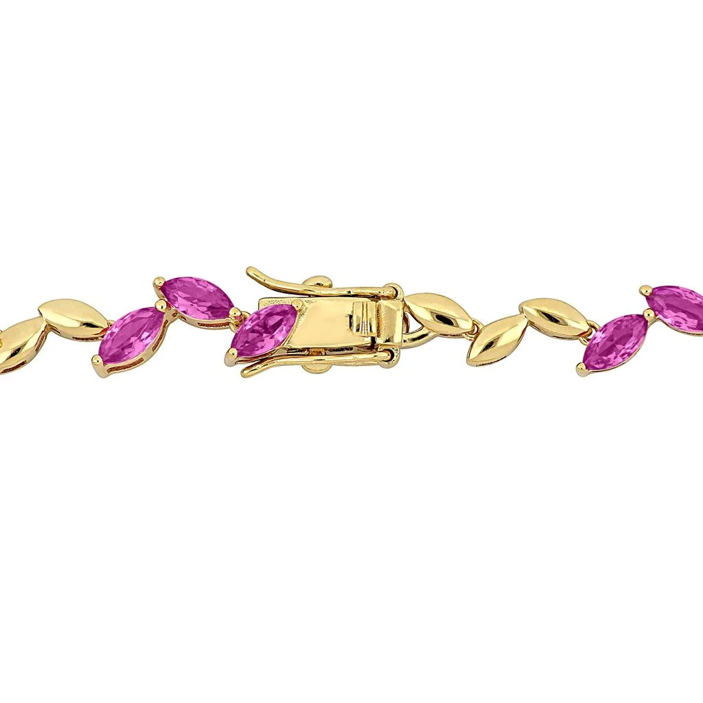 商品Mimi & Max|29 7/8ct TGW Created Pink Sapphire Leaf Necklace Bracelet Yellow Plated Sterling Silver,价格¥1302,第4张图片详细描述