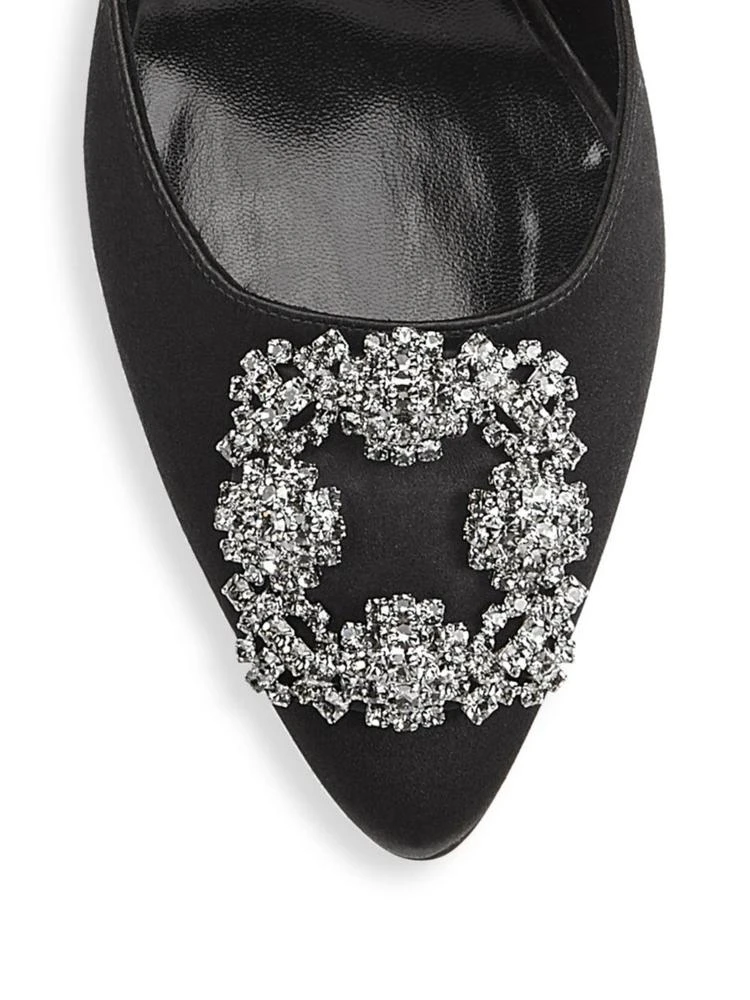 商品Manolo Blahnik|Manolo Blahnik - Hangisi 70 Embellished Satin Mules,价格¥5001,第3张图片详细描述