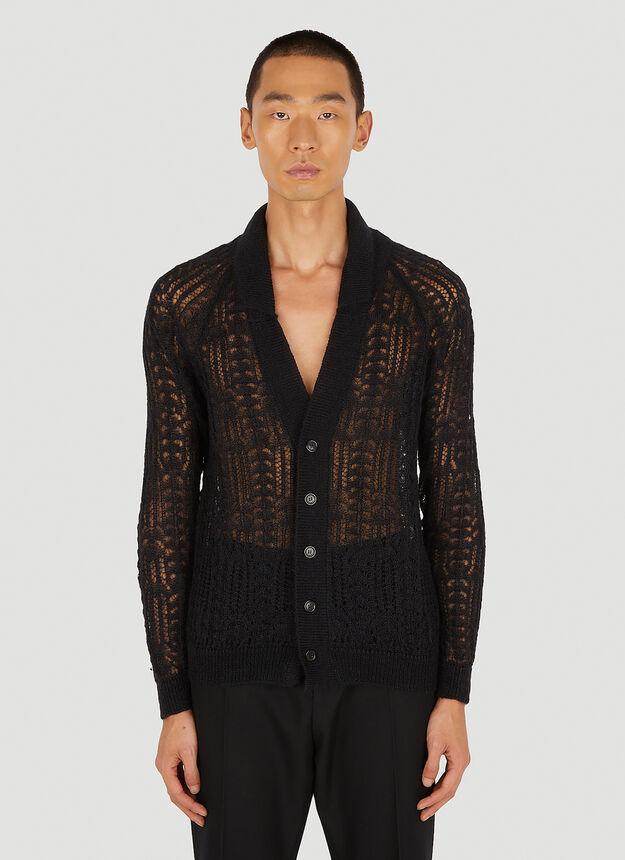 商品Yves Saint Laurent|Lace Knit Cardigan in Black,价格¥7975,第1张图片