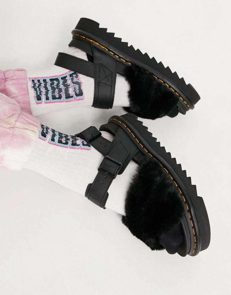 商品Dr. Martens|Dr Martens Voss II Fluffy sandals in black,价格¥481,第1张图片