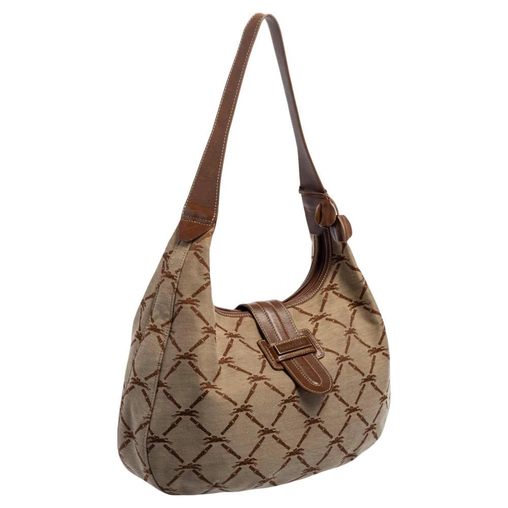 商品[二手商品] Longchamp|Longchamp Brown/Beige Horse Print Canvas And Leather Hobo ,价格¥843,第3张图片详细描述