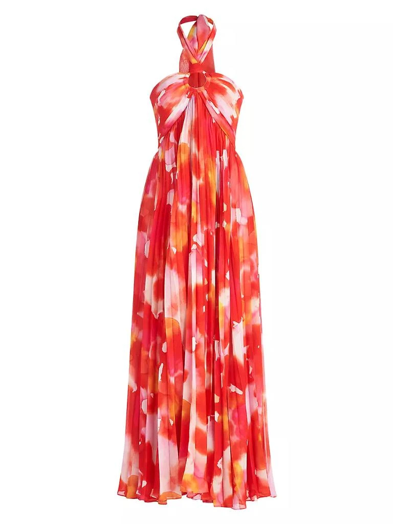 商品HALSTON|Jill Pleated Chiffon Halter Gown,价格¥2026,第1张图片