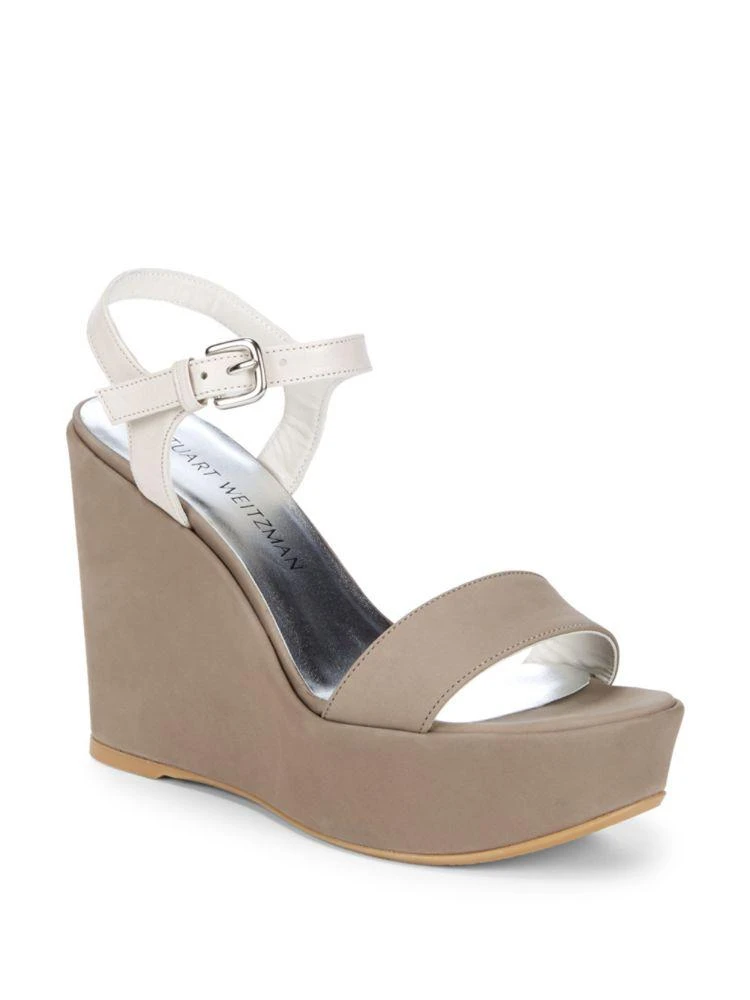 商品Stuart Weitzman|Leather Wedge Sandals,价格¥3353,第1张图片
