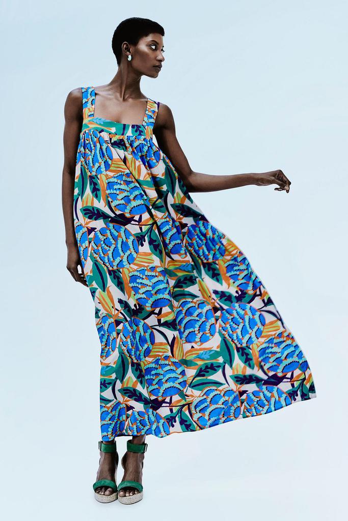 Celeste gathered printed crepe maxi dress商品第4张图片规格展示