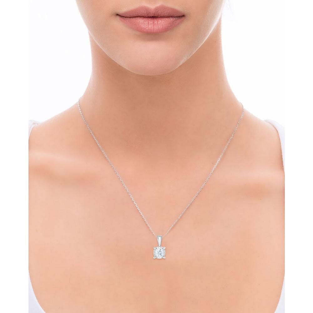 Diamond Solitaire 18" Pendant Necklace (3/4 ct. t.w.) in 14k White Gold商品第2张图片规格展示