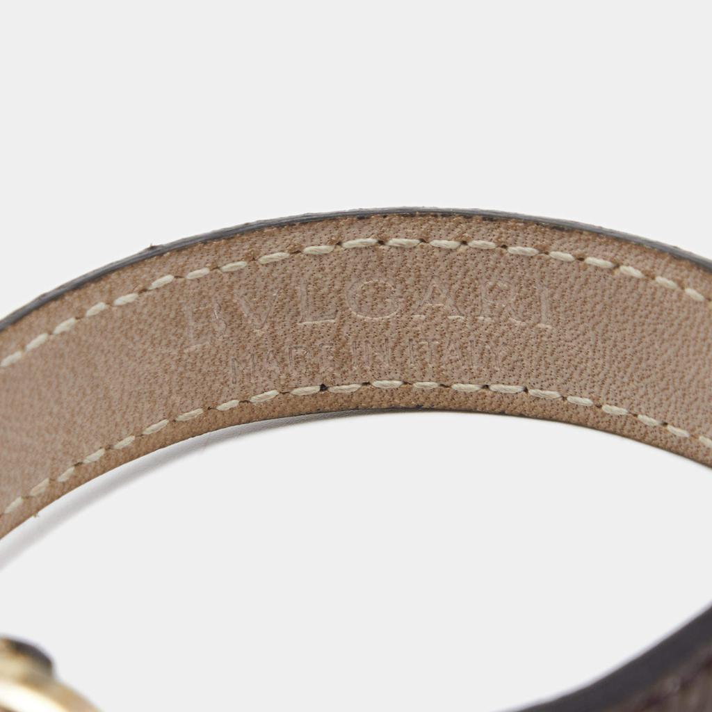 Bvlgari Brown Leather Gold Tone Monete Coin Wrap Bracelet商品第4张图片规格展示