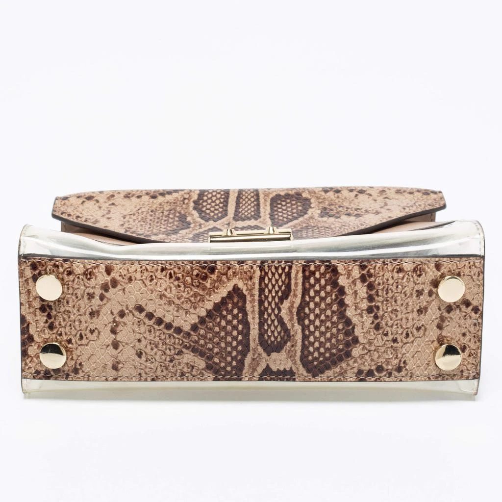 Michael Kors Beige/Brown Python Embossed Leather And PVC Sloan Top Handle Bag 商品