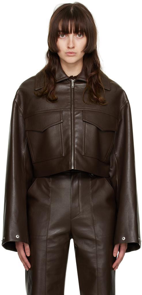 商品Nanushka|Brown Sapir Regenerated Leather Jacket,价格¥4812,第1张图片