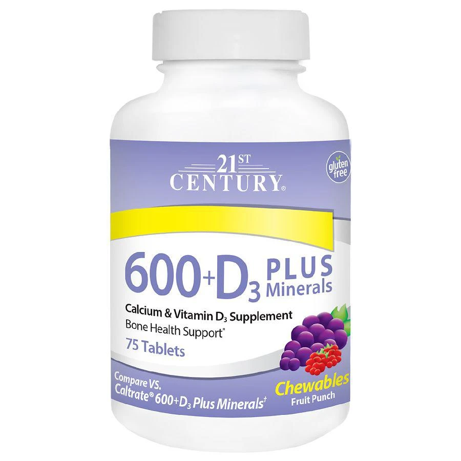 商品21st Century|600 + D3 Plus Minerals Chewable Tablets,价格¥66,第1张图片