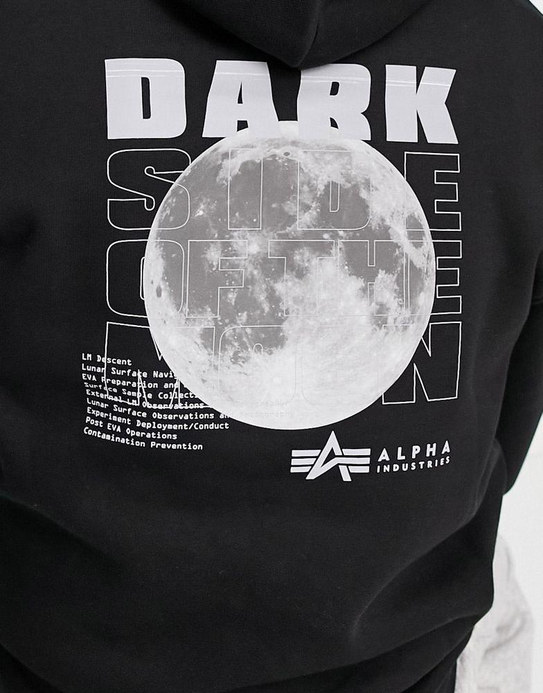 Alpha Industries reflective dark side back print hoodie in black商品第3张图片规格展示