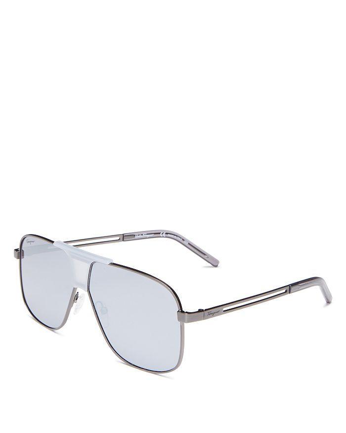 商品Salvatore Ferragamo|Men's Brow Bar Aviator Sunglasses, 63mm,价格¥2316,第5张图片详细描述