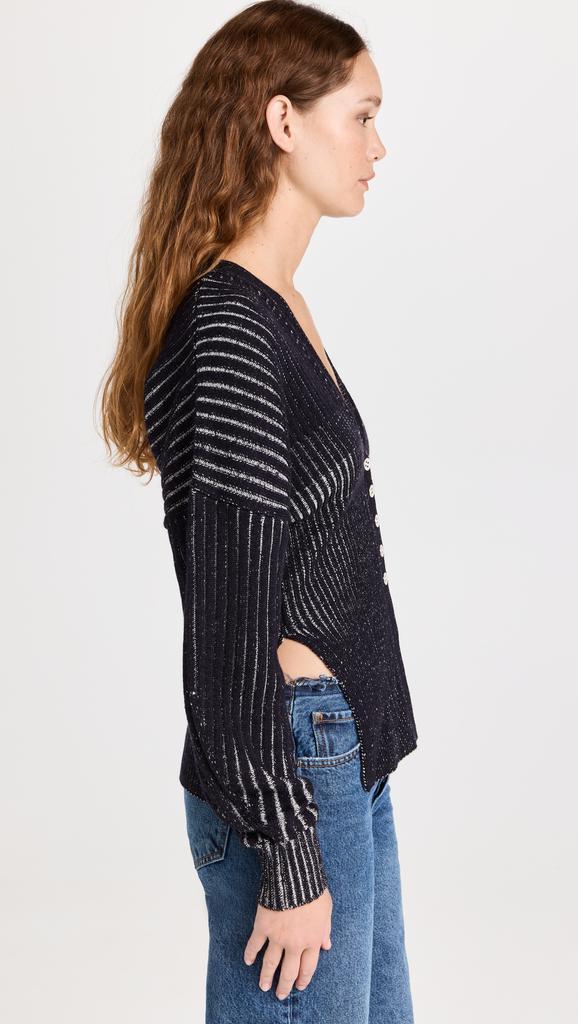 商品3.1 Phillip Lim|3.1 Phillip Lim 双色罗纹长袖系扣衫,价格¥1205,第4张图片详细描述