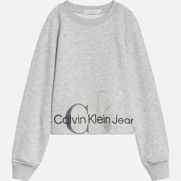 商品Calvin Klein|Calvin Klein Girls' Mixed Monogram Cutoff Sweatshirt - Light Grey Heather,价格¥126,第1张图片详细描述